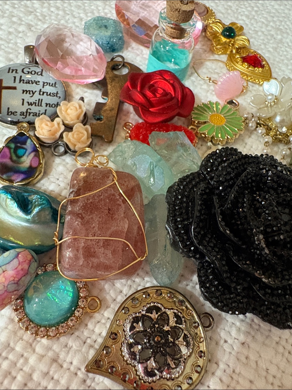 Assorted Women's Jewelry Charms — Black, Red, Pink, Teal Accents